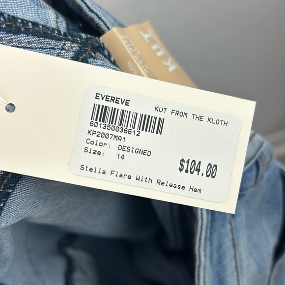New nwt Kut From The Kloth Women Sz 14 Stella High Rise Flare Jeans Leg Raw Hem - Picture 9 of 10